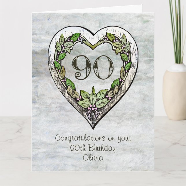 Carte Nom personnalisé Rustic 90th Birthday Card (Devant)