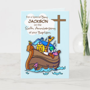 Carte Nom personnalisé Sixième anniversaire du Baptême A