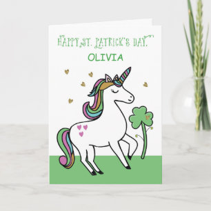 Carte Nom personnalisé Unicorn St. Patrick's Day Wives