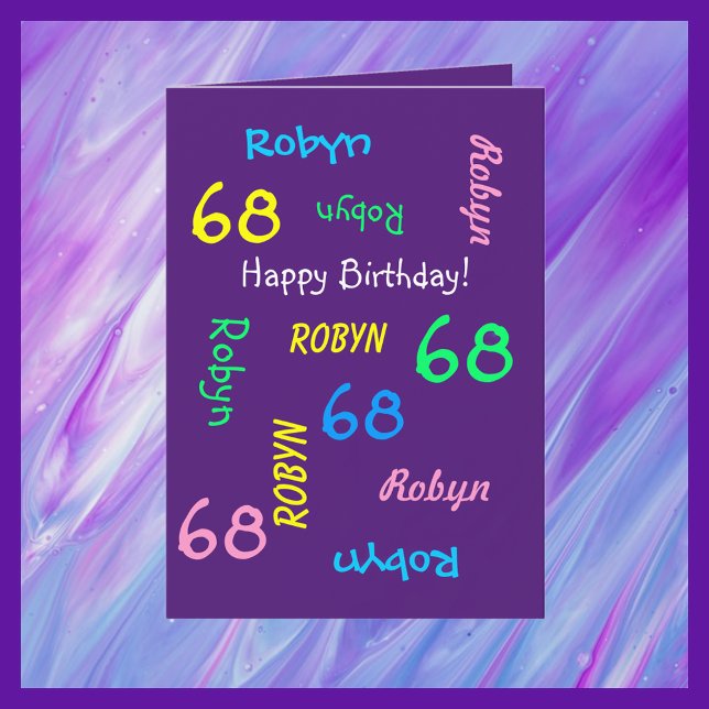 Carte Nom Personnalisé, Violet, Tout Voeux Anniversaire (Créateur téléchargé)