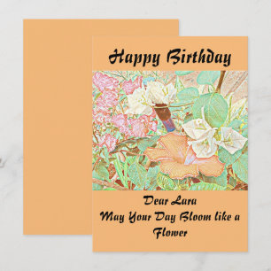Carte Nom personnalisé Watercolor Peach Birthday Card