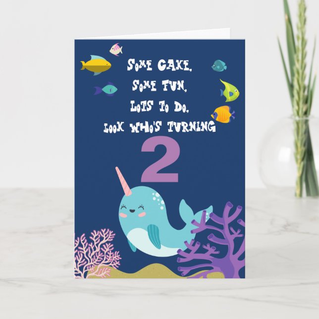 Carte Nom personnel Narwhal Anniversaire (Devant)