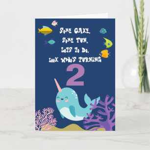 Carte Nom personnel Narwhal Anniversaire