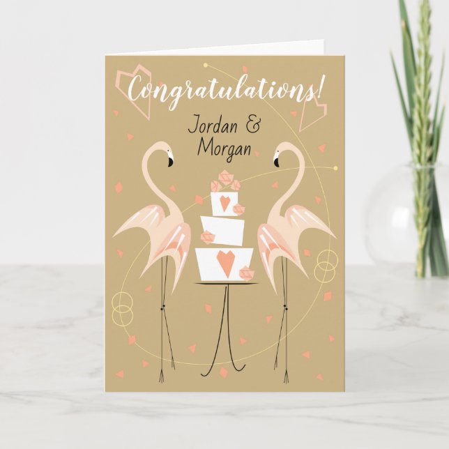 Carte Noms des félicitations des Mariages Flamants roses (Devant)