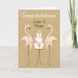 Carte Noms des félicitations des Mariages Flamants roses