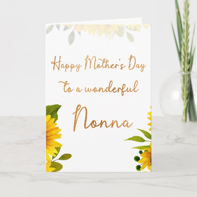 Carte Nonna's Day Sunflower Watercolor (Devant)
