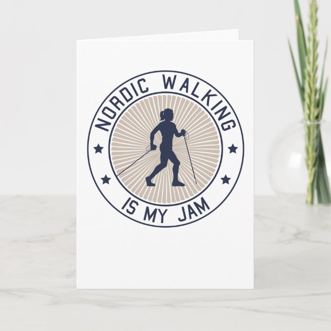 Carte Nordic Walking Walker Femme Avec Bâtons Cadeau (Devant)