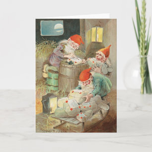 Carte Nordique Fête de Noël Tomte Scandinave