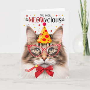 Carte Norwegian Forest Cat Brown MEOWvelous Anniversaire