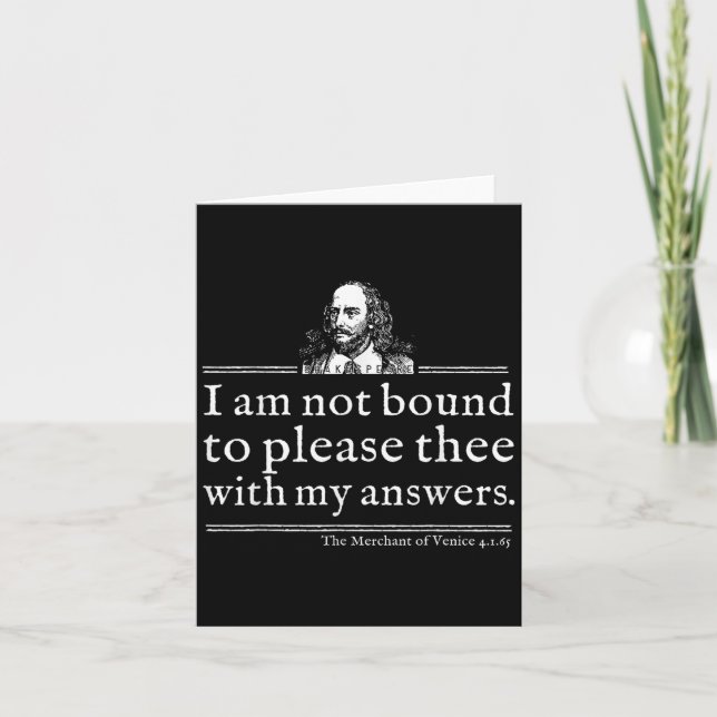 Carte Not Bound To Please Shakespeare Quote Shirt Theate (Devant)