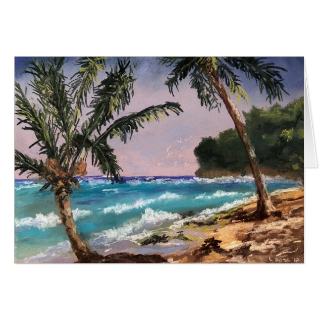Carte Nota blanche 5 x 7 Vue Plage tropicale (Devant horizontal)