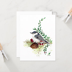 Carte Nota Nuthatch Beautiful Watercolor