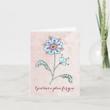 Carte Note Avec Fleur Bleu Whimsical