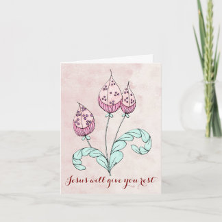 Carte Note Avec Trois Fleurs Whimsical