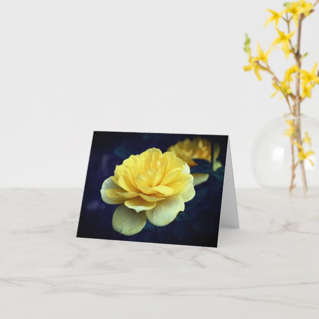 Carte Note blanche de fleurs de rose jaune (Fleur jaune)