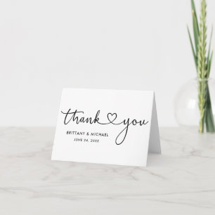 Carte Note cardiaque minimaliste du Merci Mariage
