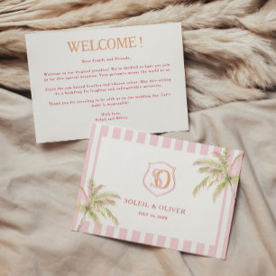 Carte Note de bienvenue pour un mariage tropical de dest