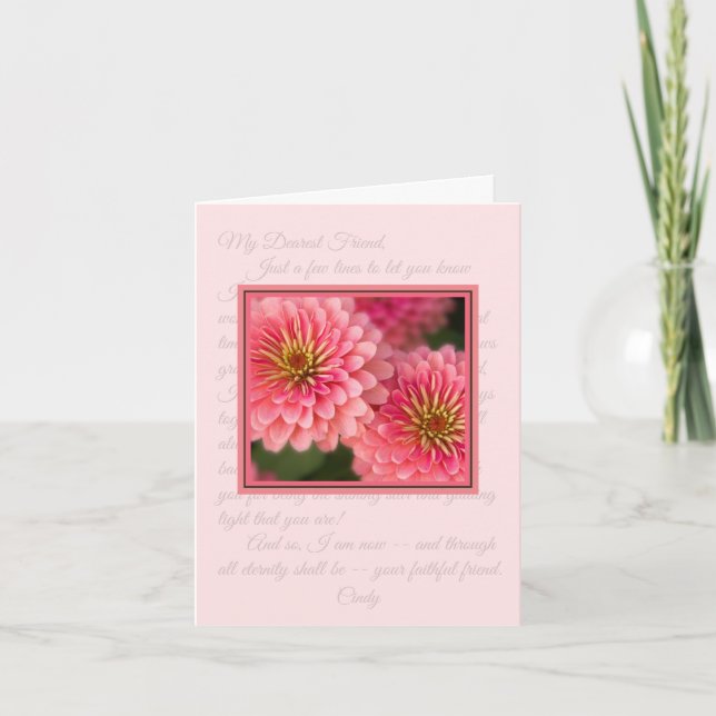 Carte Note de classe Zinnia rose (Devant)
