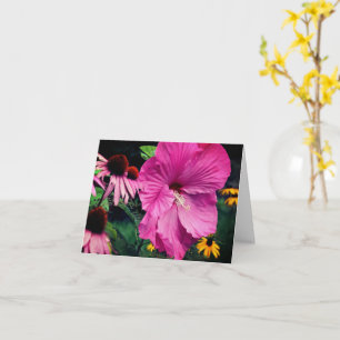 Carte Note de jardin de fleurs d'hibiscus et d'amis