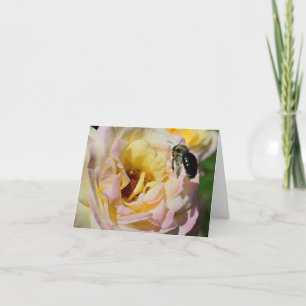 Carte Note de photographie de fleur d'abeille et de rose