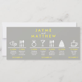 Carte Note du sac de bienvenue du Mariage gris et jaune