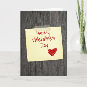 Carte Note Heureuse Sainte-Valentin Sur Le Bois