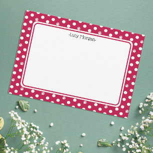 Carte Note rouge personnalisée avec empreinte de patte f