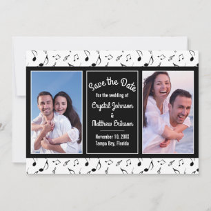 Carte Notes de musique Black White moderne Photo Enregis