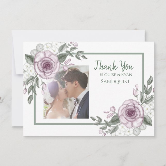 Carte Notes de remerciements | Photo florale Rose de Mau (Devant)