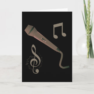 Carte Notes musicales de microphone à main Brown