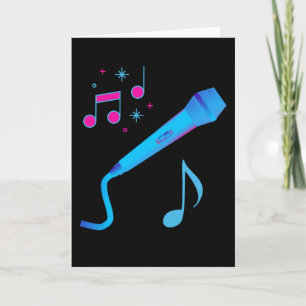 Carte Notes musicales microphone bleues
