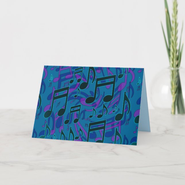 Carte Notes musicales Motif musical Tourbillonnant Bleu  (Devant)
