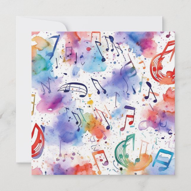 Carte Notes musicales torride aquarelle (Devant)