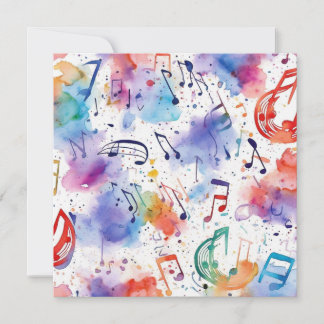 Carte Notes musicales torride aquarelle