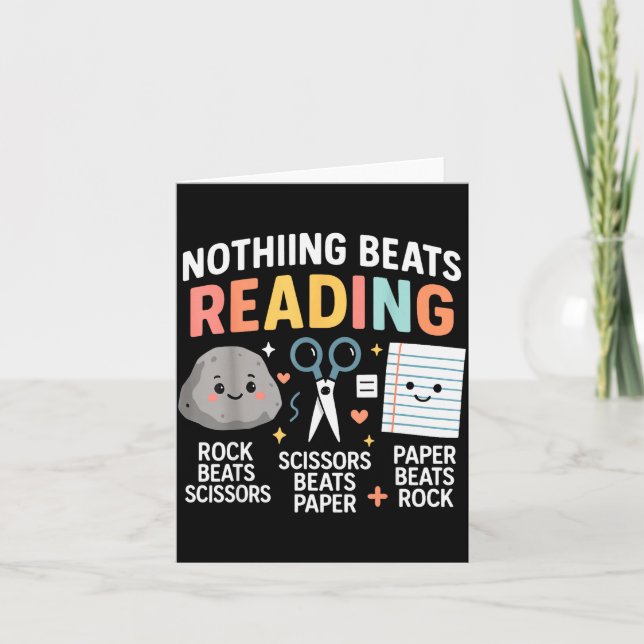 Carte Nothing Beats Reading Rock Paper Scissors Funny Bo (Devant)