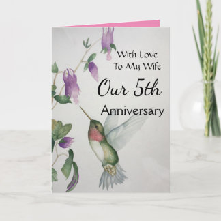Carte Notre 5e anniversaire Ma femme avec l'amour Colibr
