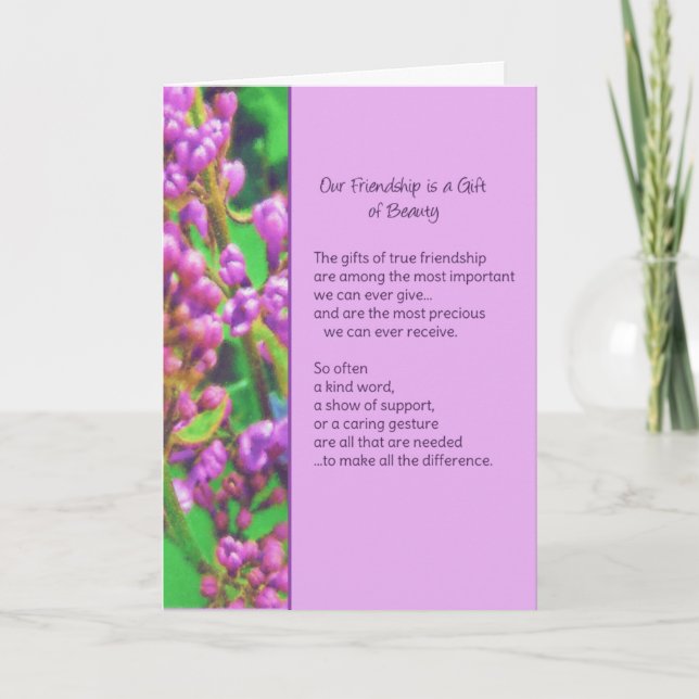 Carte Notre amitié est un cadeau de beauté... (Devant)