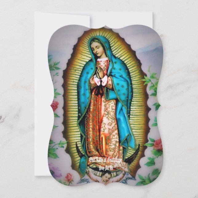 Carte Notre-Dame de Guadalupe Floral avec prière (Devant)