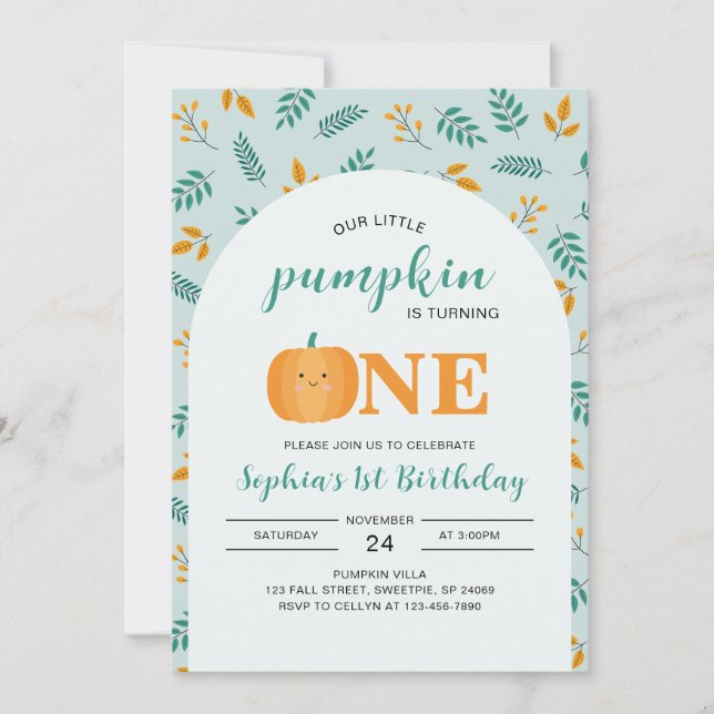 Carte Notre Petit Citrouille 1er anniversaire (Devant)