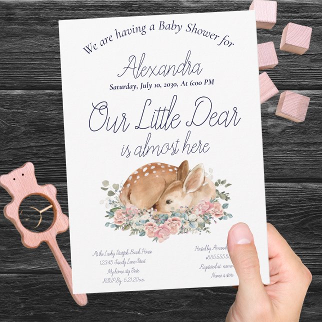 Carte Notre petite chère chère fille de bébé rose fleuri (Créateur téléchargé)