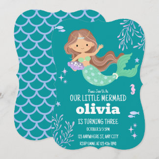 Carte Notre petite Fille de Sirène fête d'anniversaire