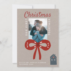 Carte Notre premier Noël ensemble photo couple salue