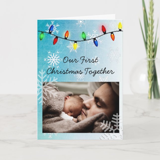 Carte Notre premier Noël, Papa et enfant personnalisés (Devant)
