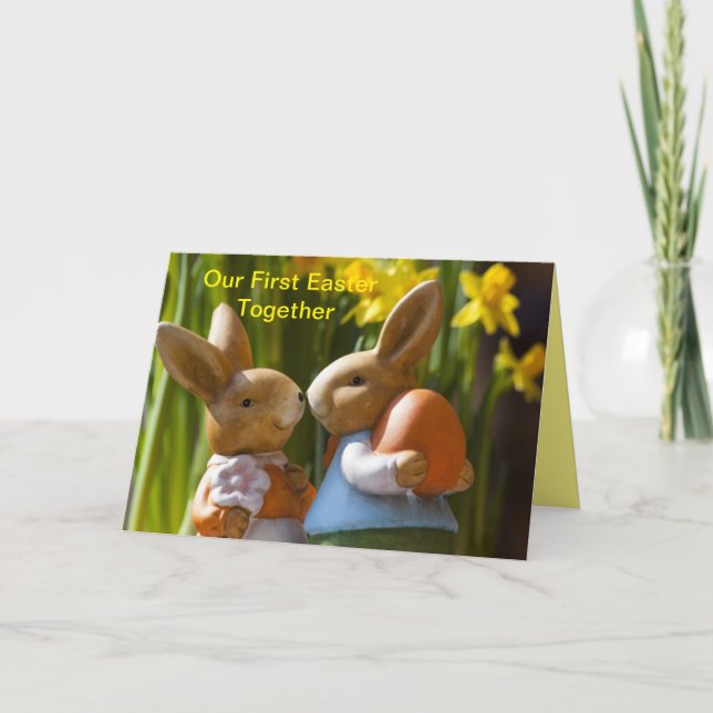 CARTE NOTRE PREMIER PÂQUES ENSEMBLE BUNNY COUPLE (Devant)