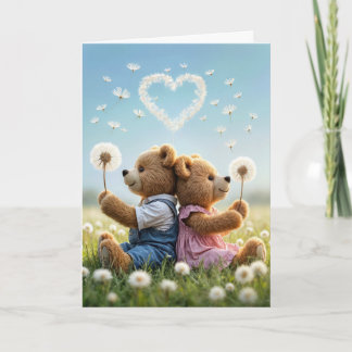 Carte Nounours Anniversaires Avec Dandelion Coeur