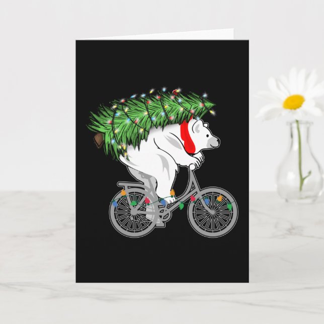 Carte Nounours mignon portant un cadeau de sapin de Noël (Petite plante)