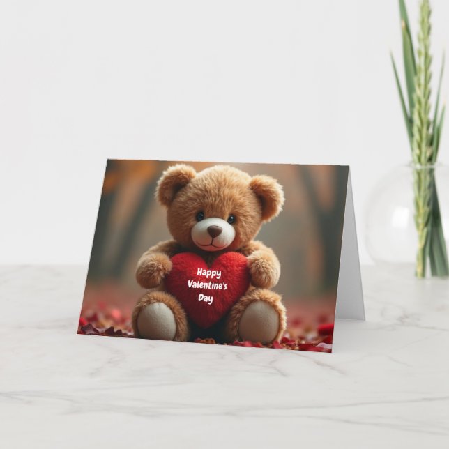 Carte Nounours mignon pour la Saint-Valentin (Devant)