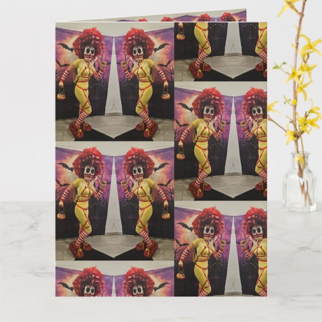 Carte nourriture de clown diabolique perruque rouge (Fleur jaune)