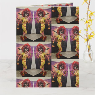 Carte nourriture de clown diabolique perruque rouge