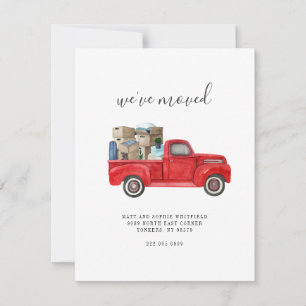 Carte Nous avons déménagé Aquarelle Rouge Camion Déménag
